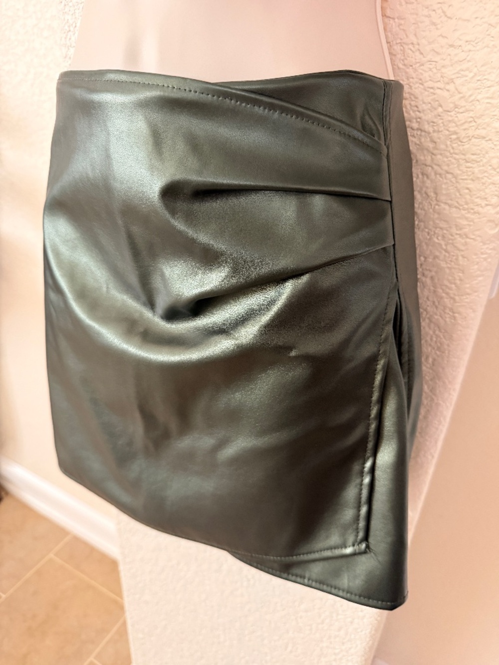 Dark Green Faux Leather Skirt
